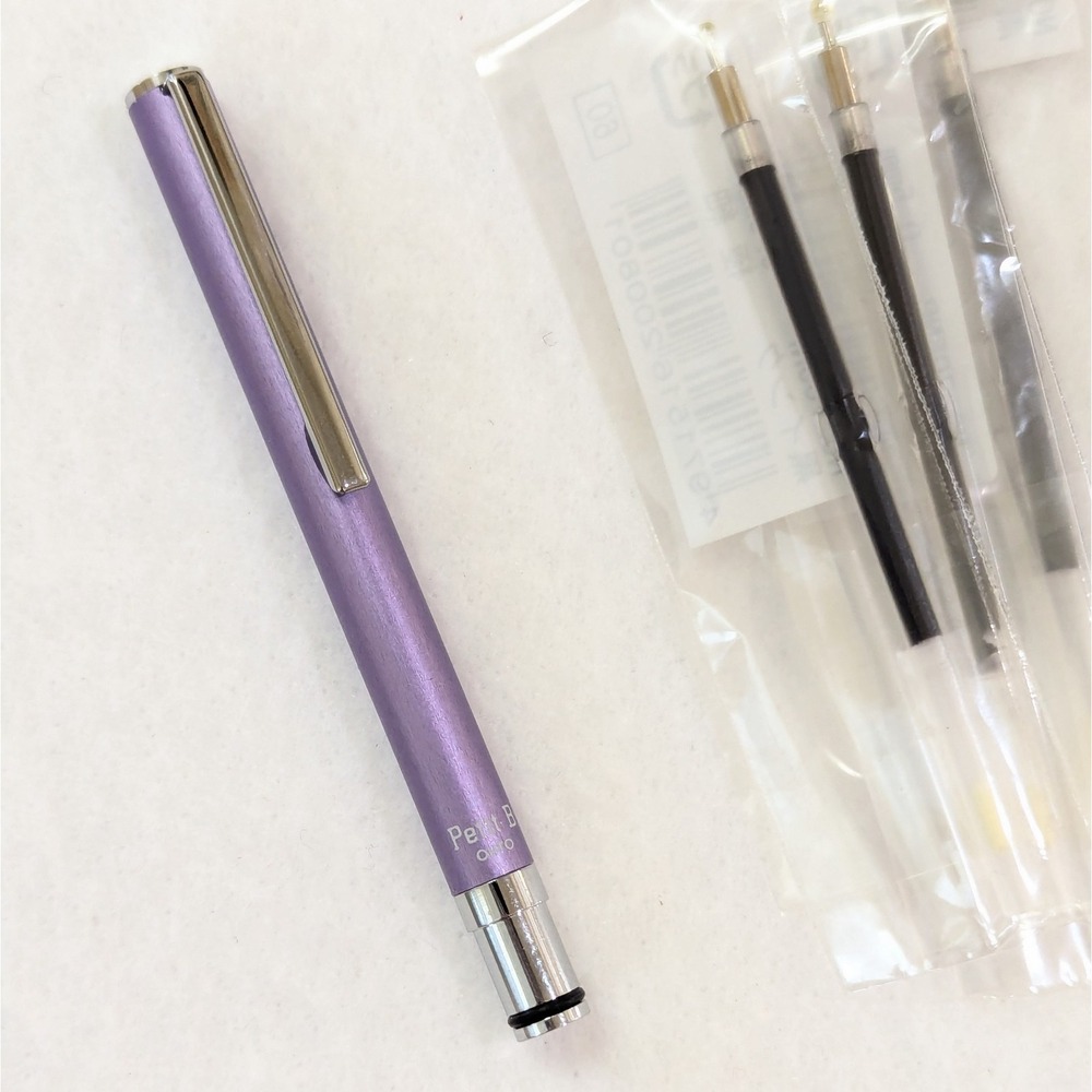 OHTO Petit-B Needle Point Ballpoint Pen Purple Skinny Mini 3 1/8" +3 Ink Refills